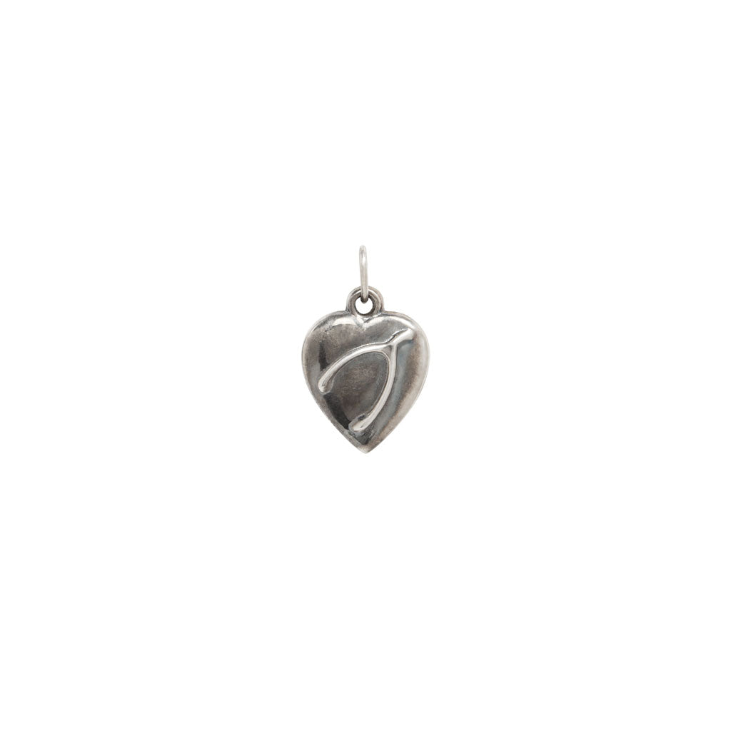 Wishbone Heart Charm (Silver)