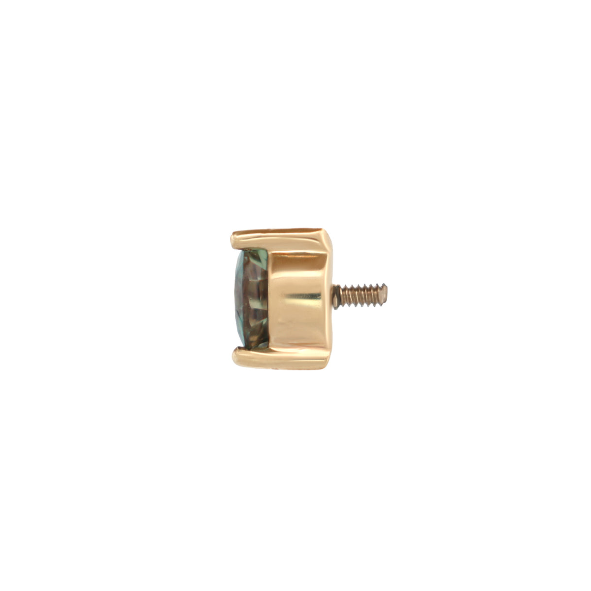 Fiat Lux 3 Prong Round - Alexandrite stud earring in a 14K gold three-prong setting.