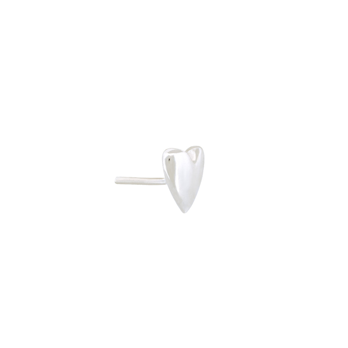 A small silver Classic Puffy Heart (4mm) flatback piercing earring.