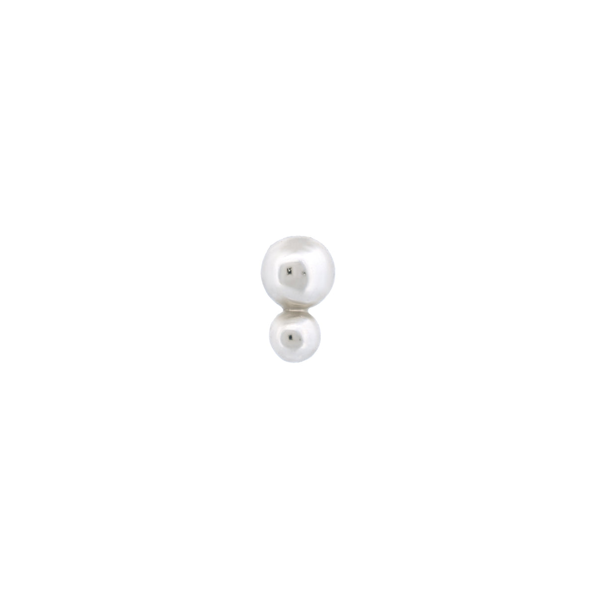 Fiat Lux Double Stacked Bead Cluster 14K gold ear stud featuring two stacked white spheres of different sizes.