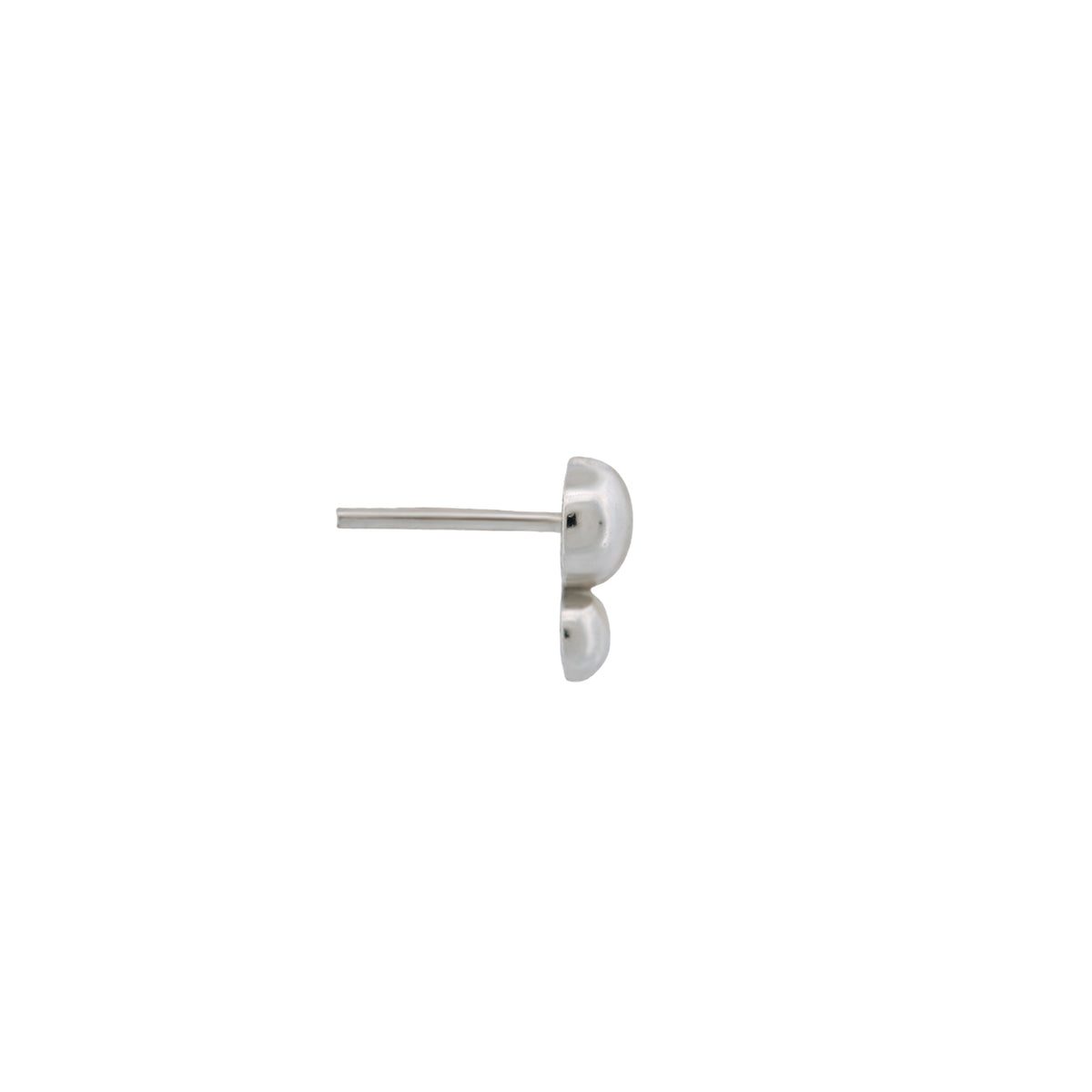 Side view of a 14K gold Double Stacked Bead Cluster flatback earring post with two stacked, rounded bead accents.