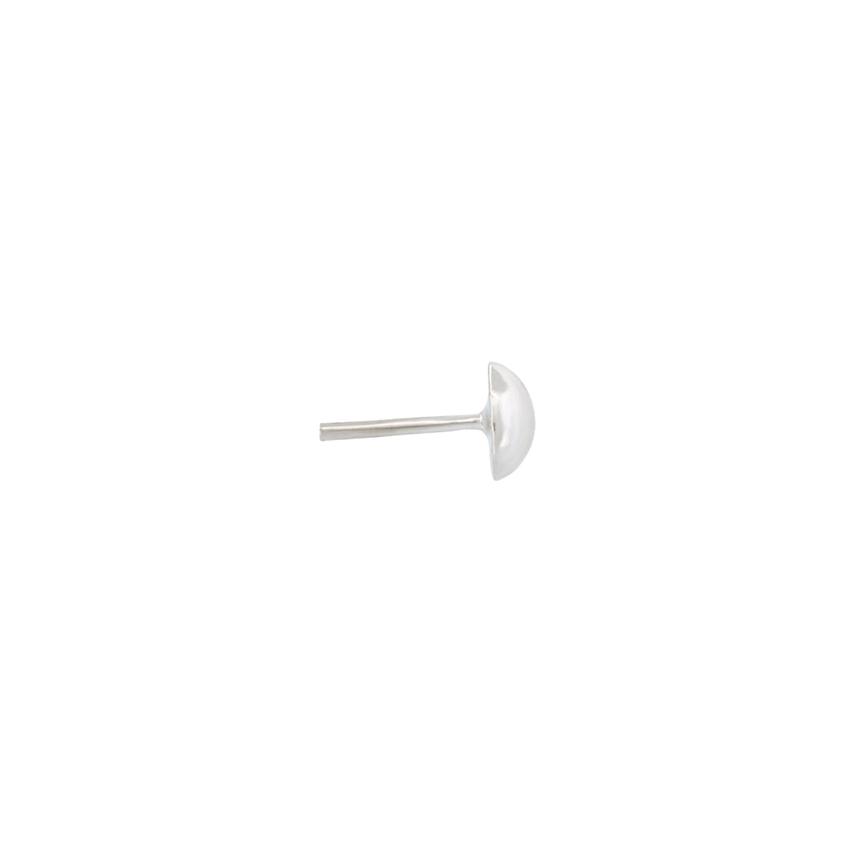 A side view of a Fiat Lux Petite Polished Dome (3mm) small, polished silver flatback piercing jewelry stud.