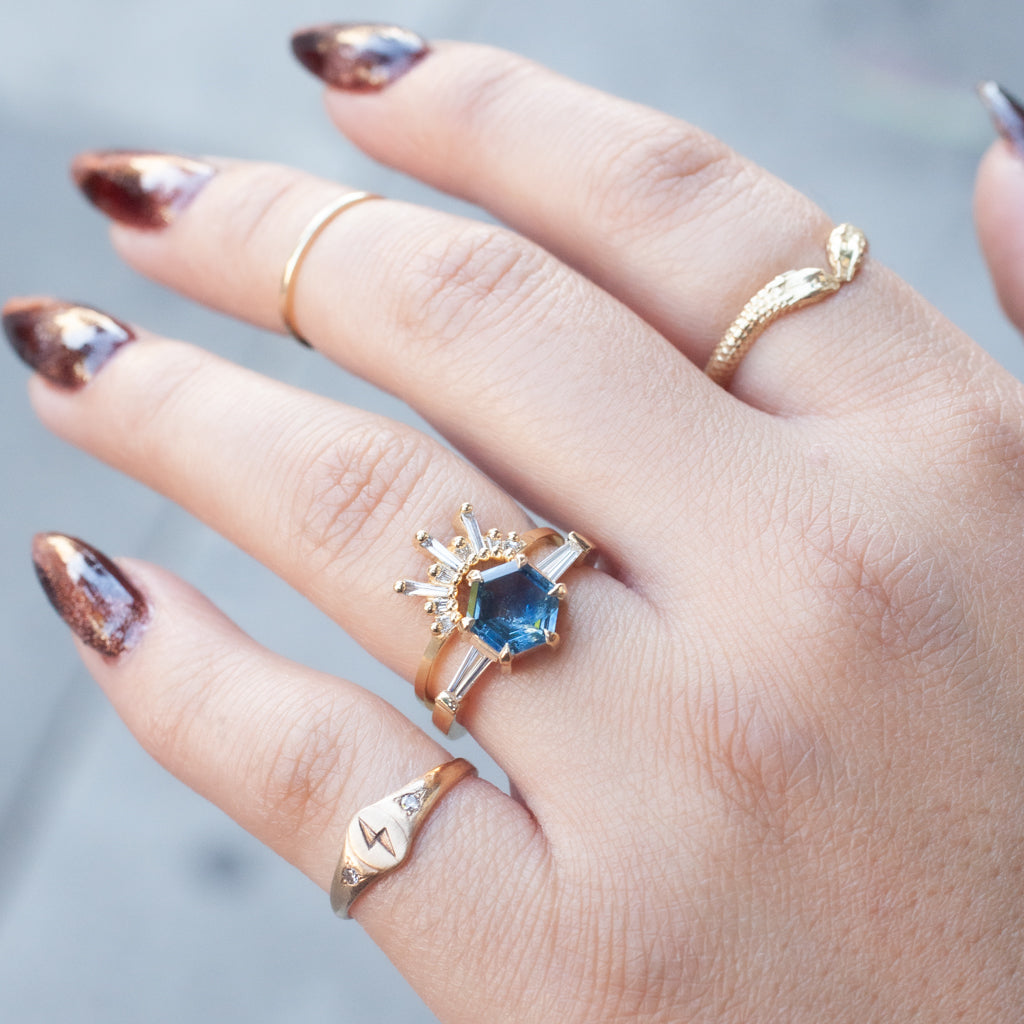 Calliope Ring - Hexagon Montana Sapphire