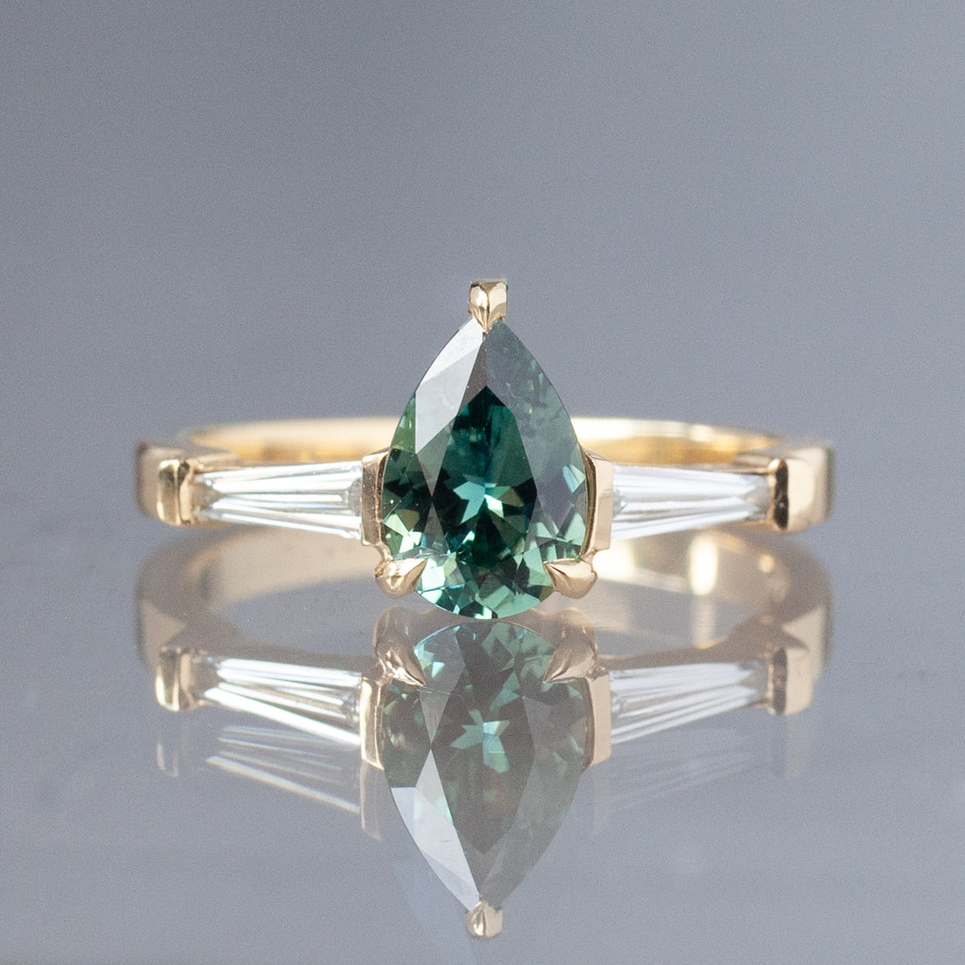 Calliope Ring - Pear Cut Kenyan Teal Sapphire