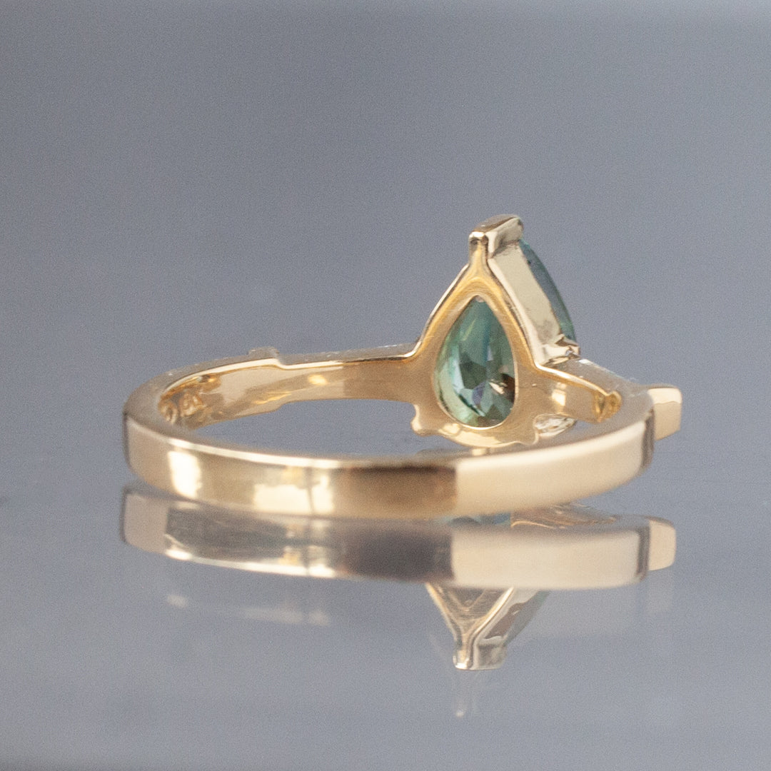 Calliope Ring - Pear Cut Kenyan Teal Sapphire