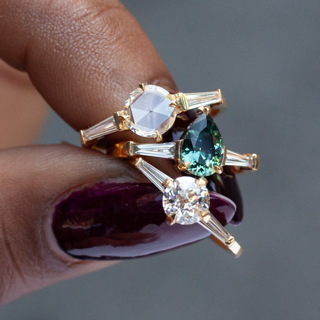 Calliope Ring - Pear Cut Kenyan Teal Sapphire