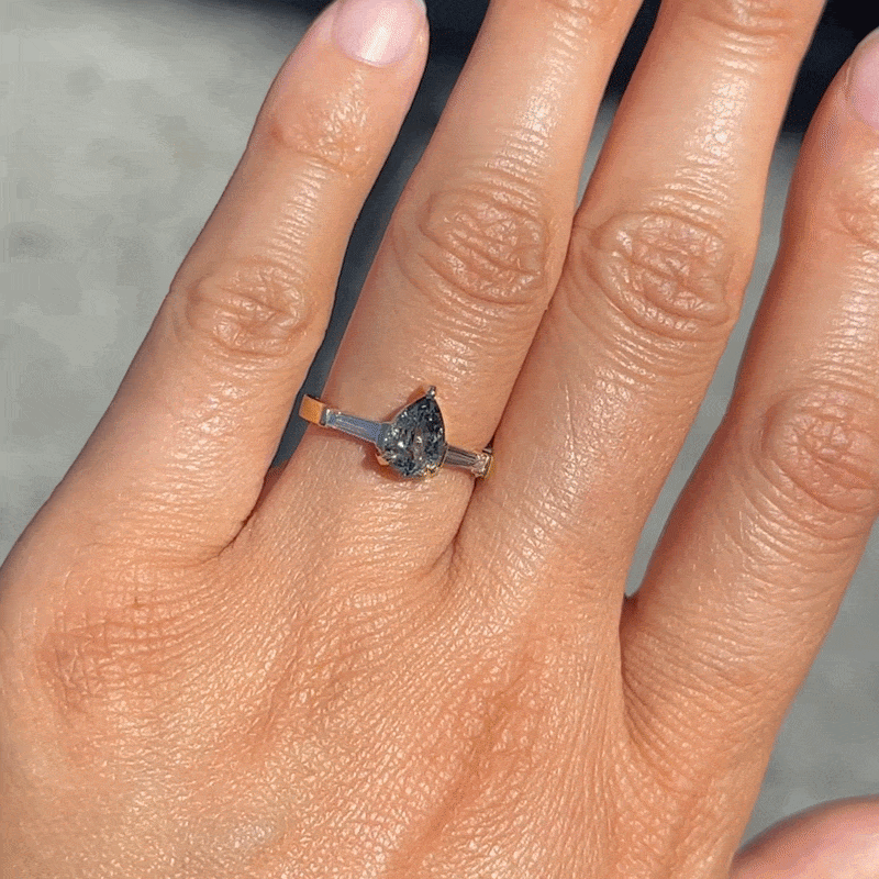 Calliope Ring - Pear Cut Teal Lavender Sapphire
