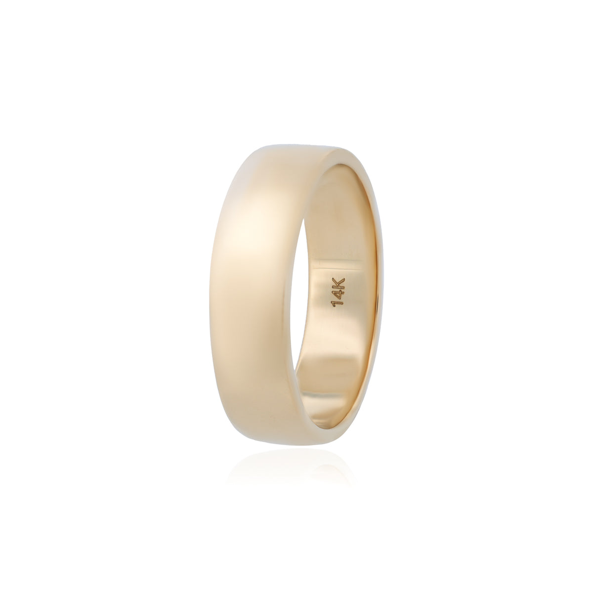 Fiat Lux Classic Flat Band (6mm) in plain gold with a 14K stamp on the interior.