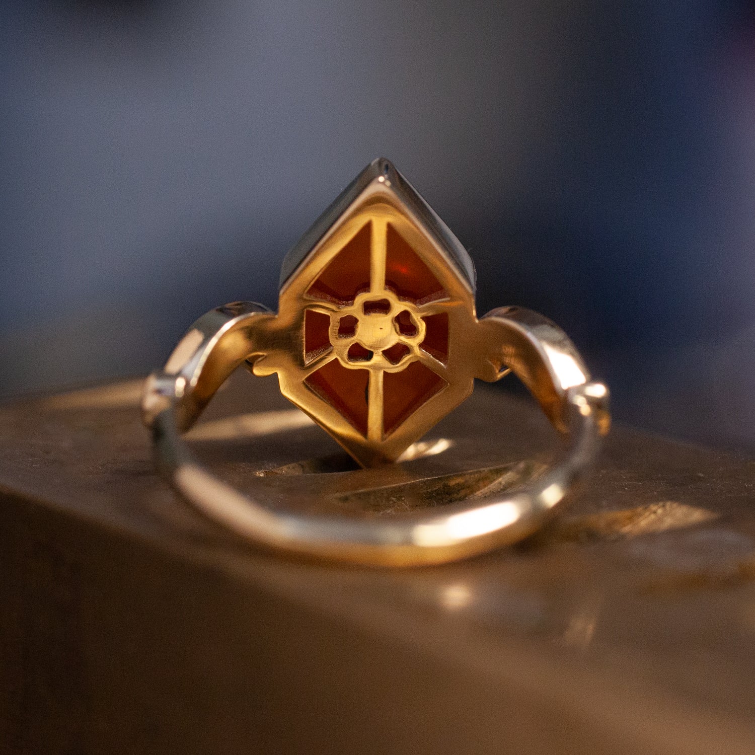 Inlay Skull Scroll Ring