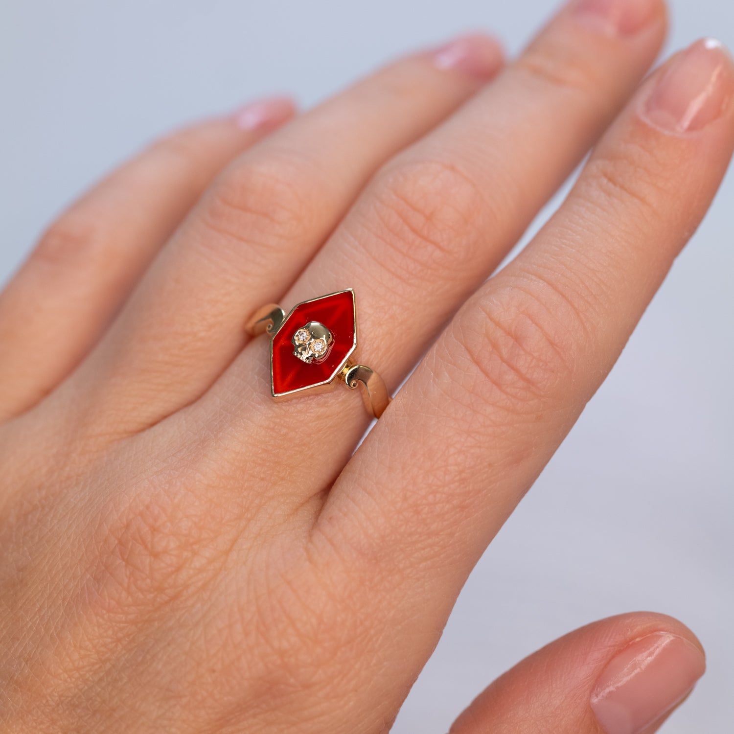 Inlay Skull Scroll Ring