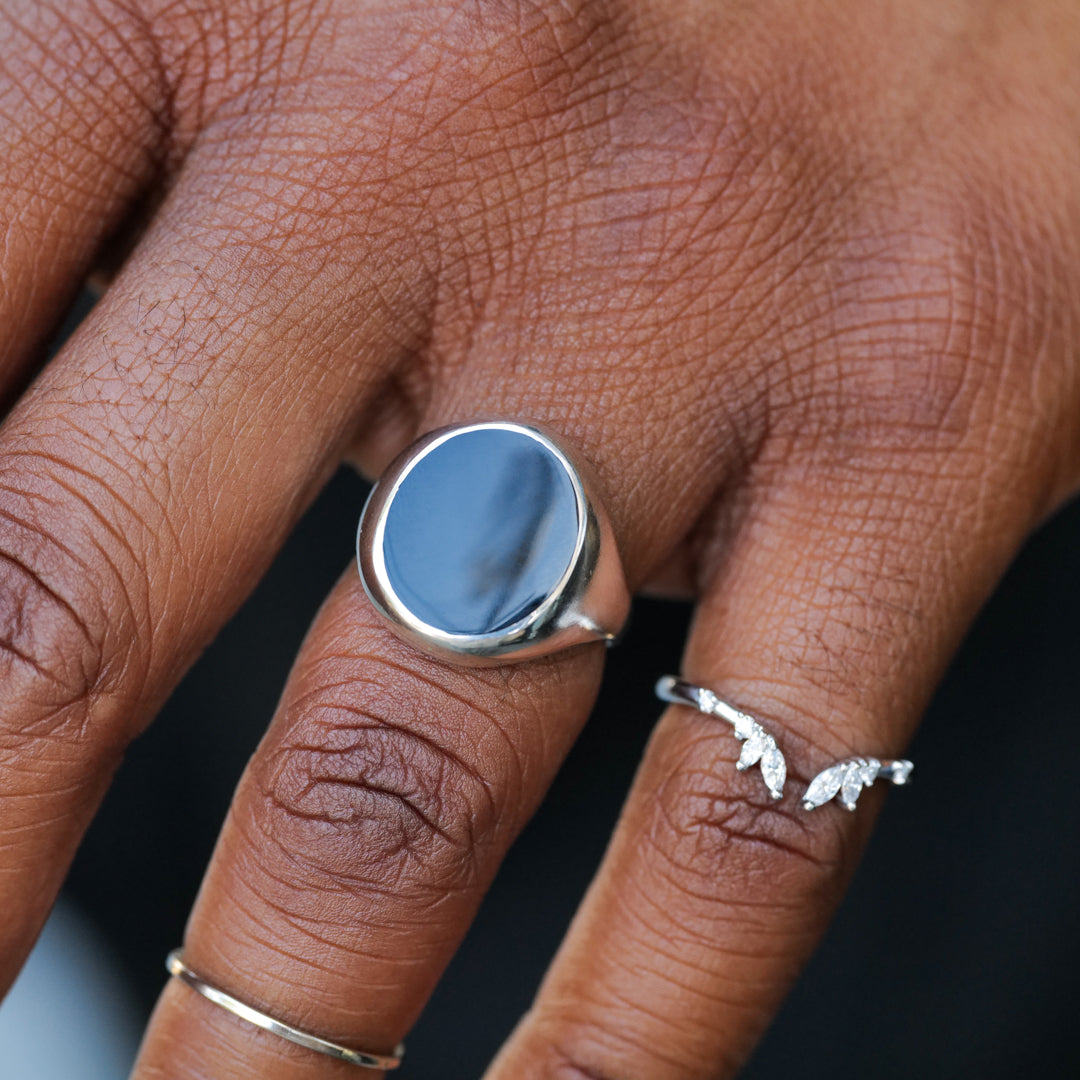 Oval Inlay Signet Ring