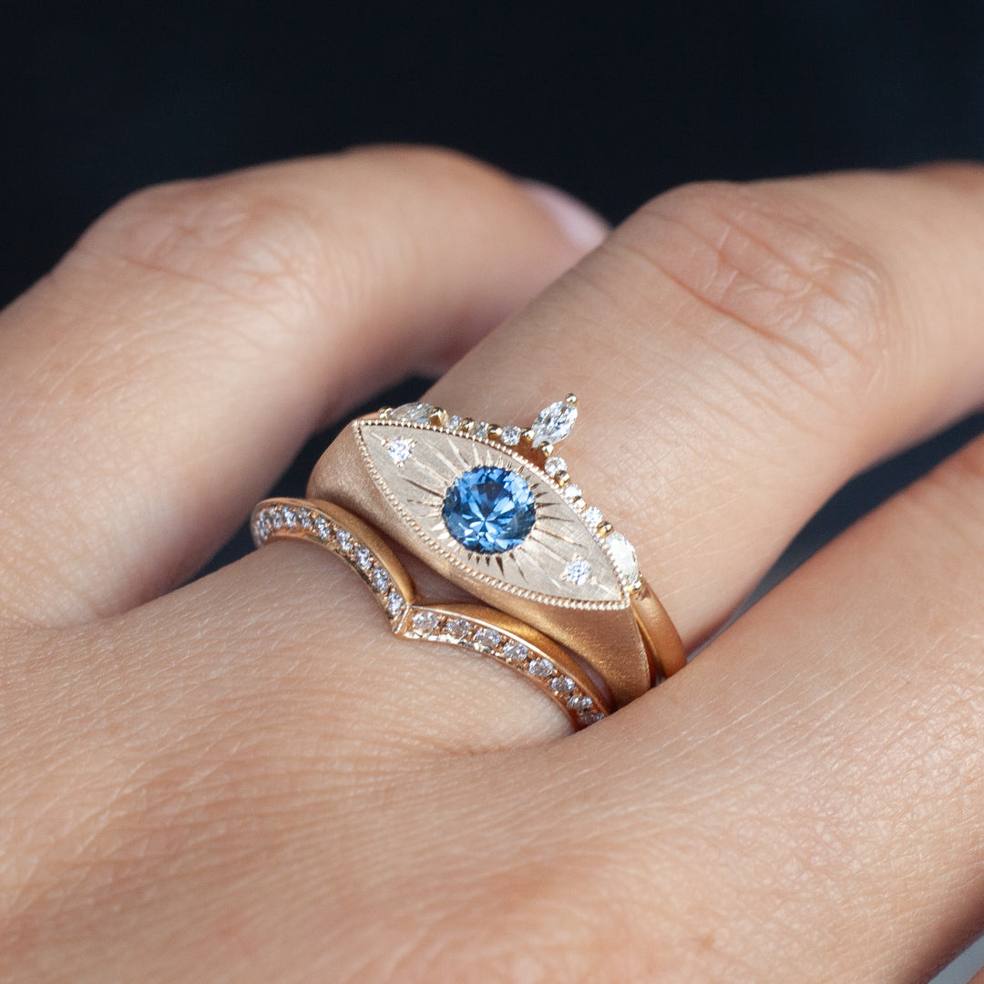 Petite Brilliant Third Eye Ring - Sapphire