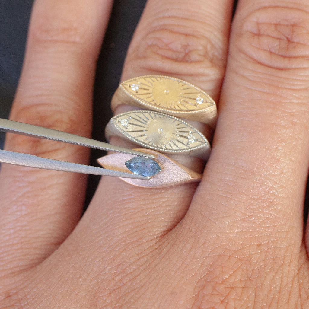 Cornflower Blue Brilliant Marquise Sapphire Petite Third Eye