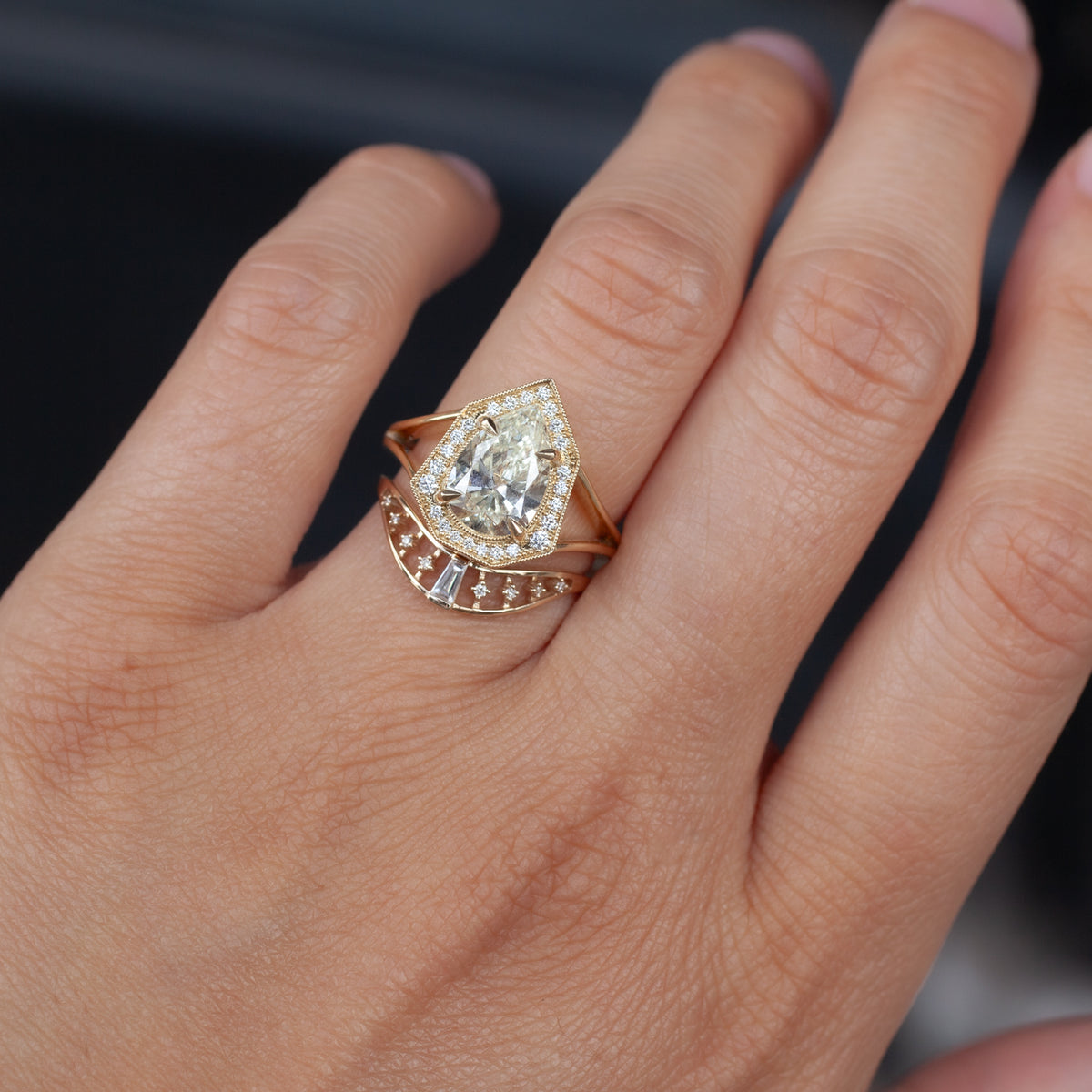 Baby Grande Phoebe Ring - Vintage Pear Diamond (2.04ct)