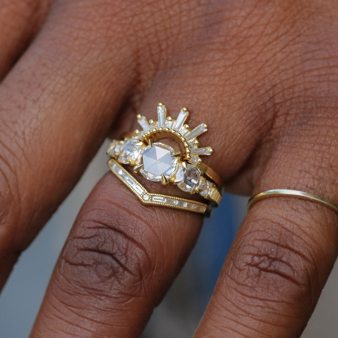 5 Stone Grande Temple Ring - White Round Diamond