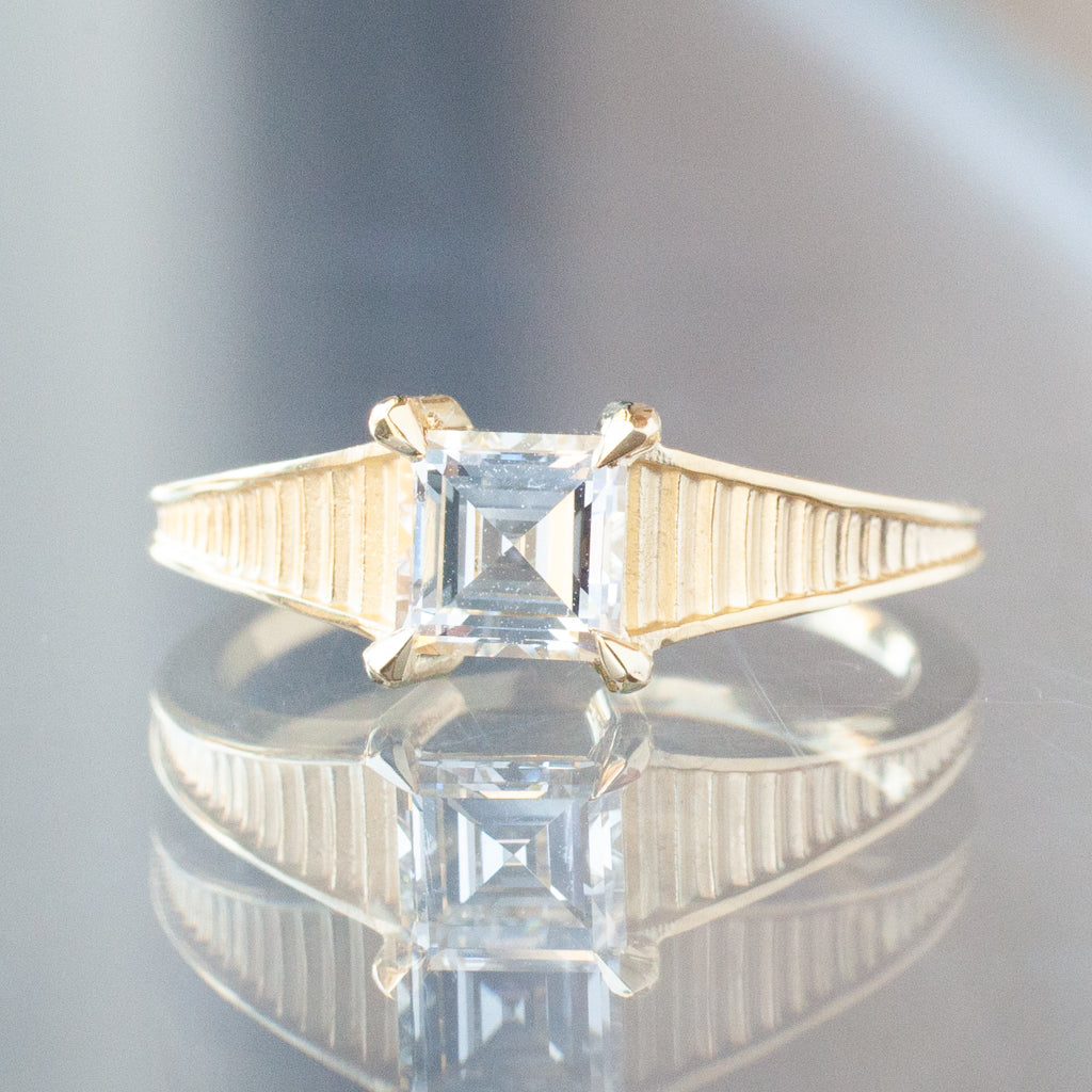 Classic Carré Diamond Solitaire Temple Ring