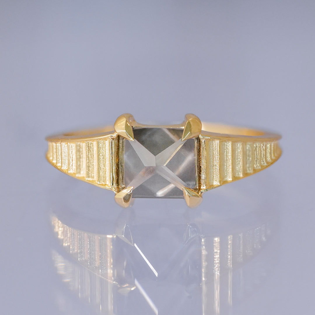 Classic Temple Solitaire Ring - Sepia Grey Diamond (1.25ct)