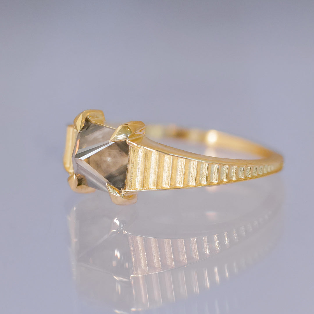 Solitaire Temple Ring - Sepia Grey Diamond (1.25ct)