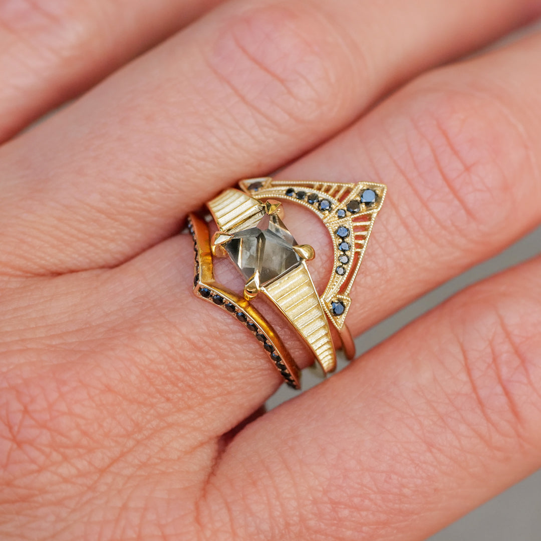 Classic Temple Solitaire Ring - Sepia Grey Diamond (1.25ct)