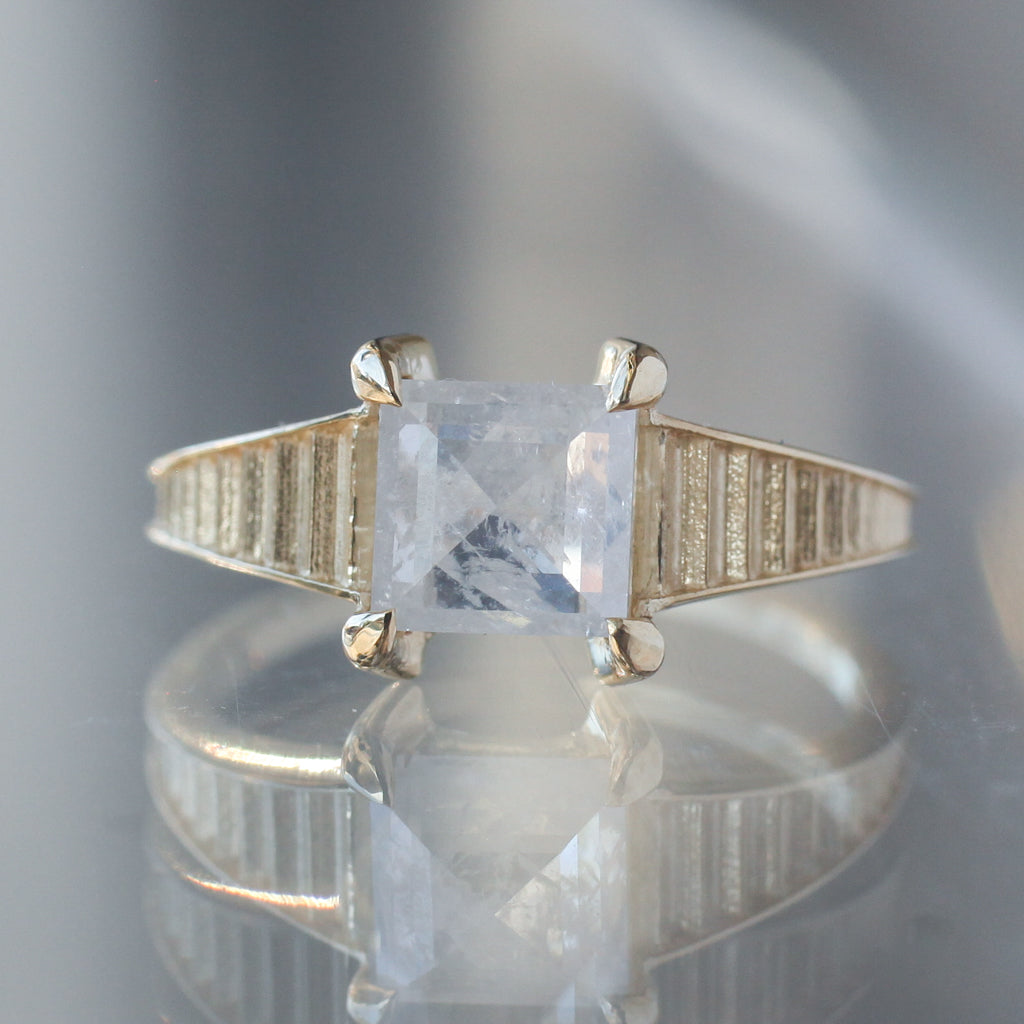 Classic Icy White Solitaire Temple Ring