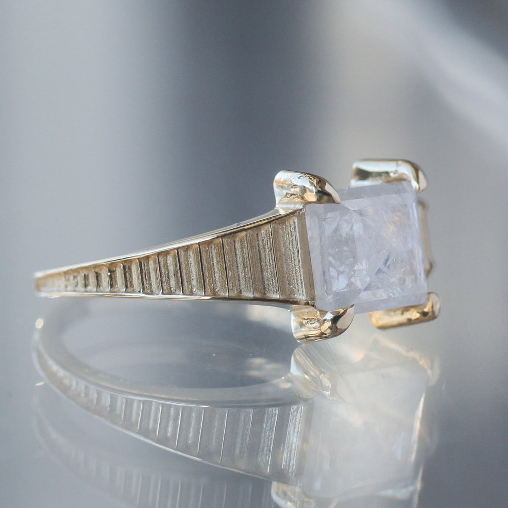 Classic Icy White Solitaire Temple Ring