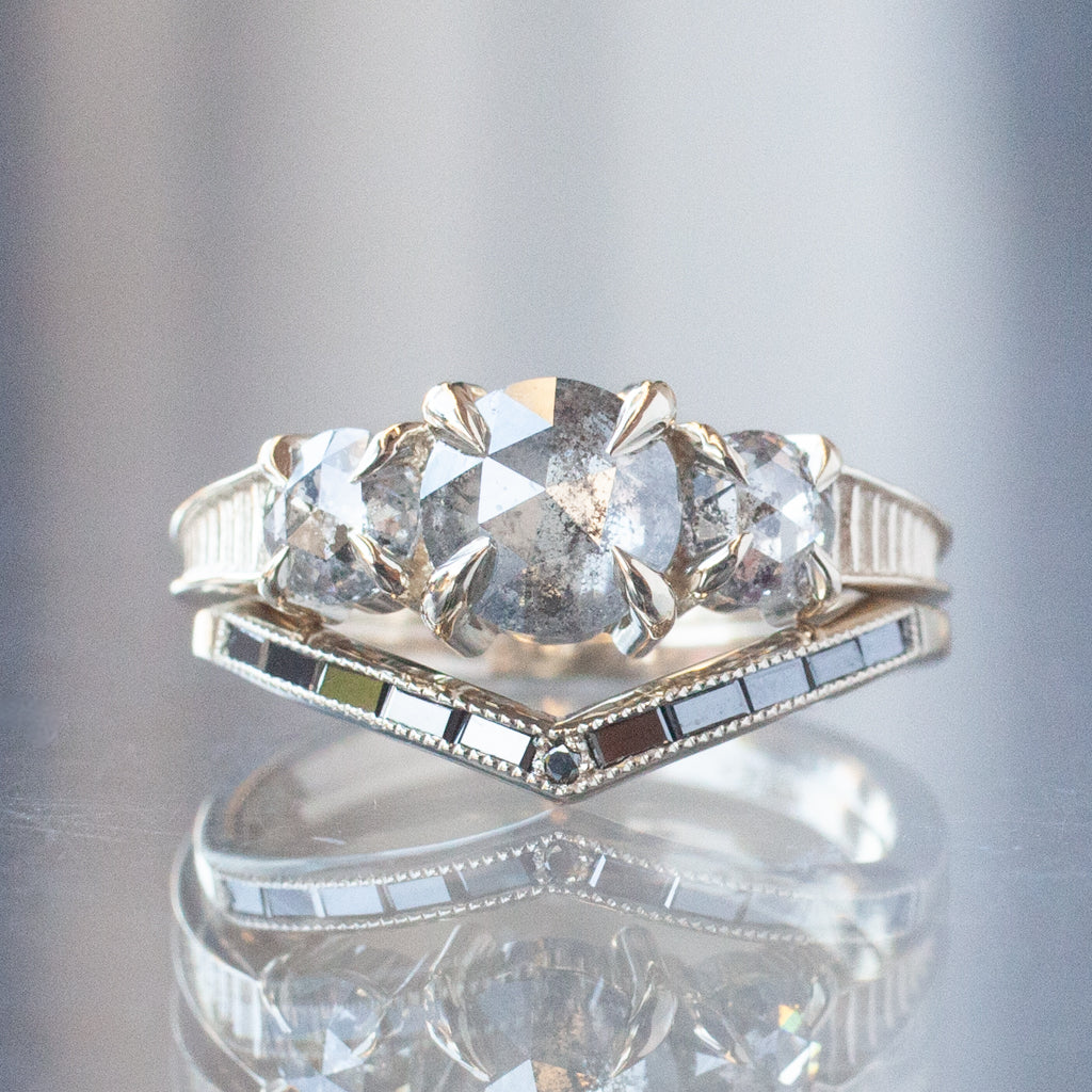 Temple Grande Ring - Salt & Pepper Round Rose Cut (1.72ctw)