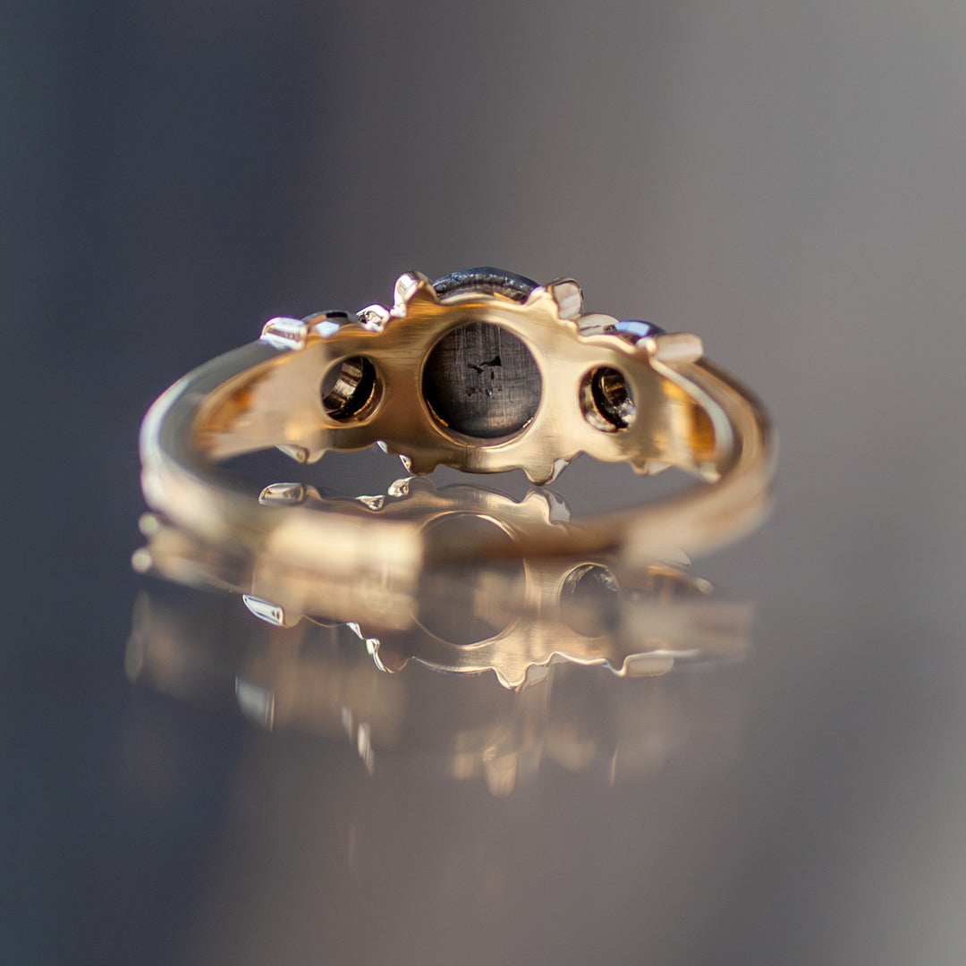 Grande Black Diamond Round Rose Cut Temple Ring (2.09ctw)