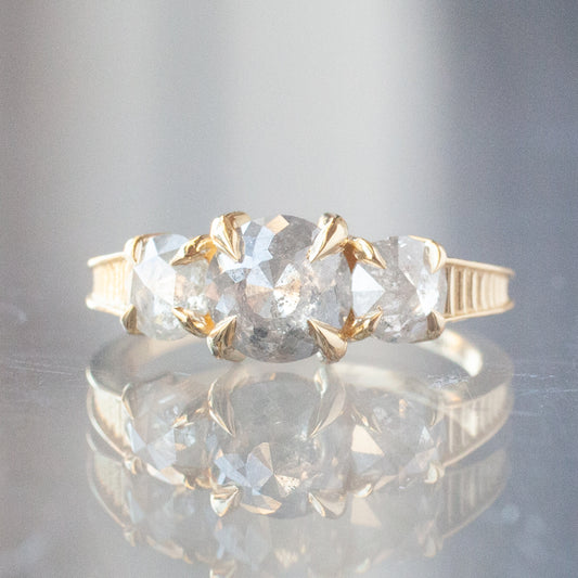 Grande Icy Grey Round Rose Cut Temple Ring (1.98ctw)