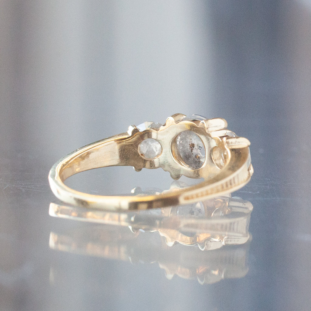 Grande Temple Ring - Icy Grey Round Rose Cut Diamond (1.98ctw)