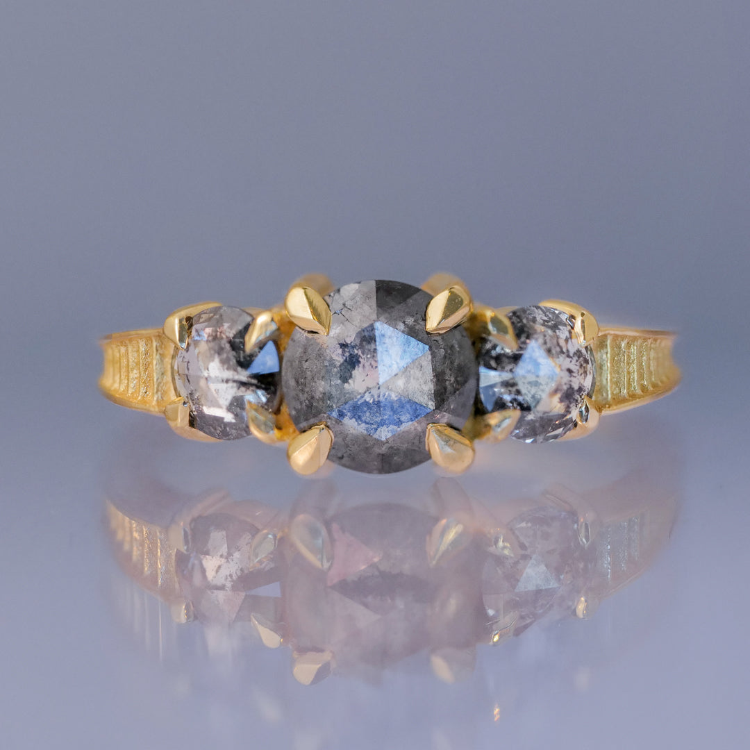 Grande Temple Ring - Salt & Pepper Diamond (.98ct)