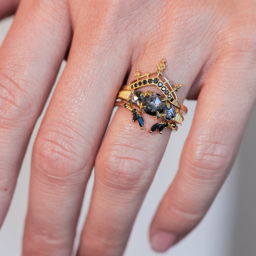 Grande Temple Ring - Salt & Pepper Diamond (.98ct)