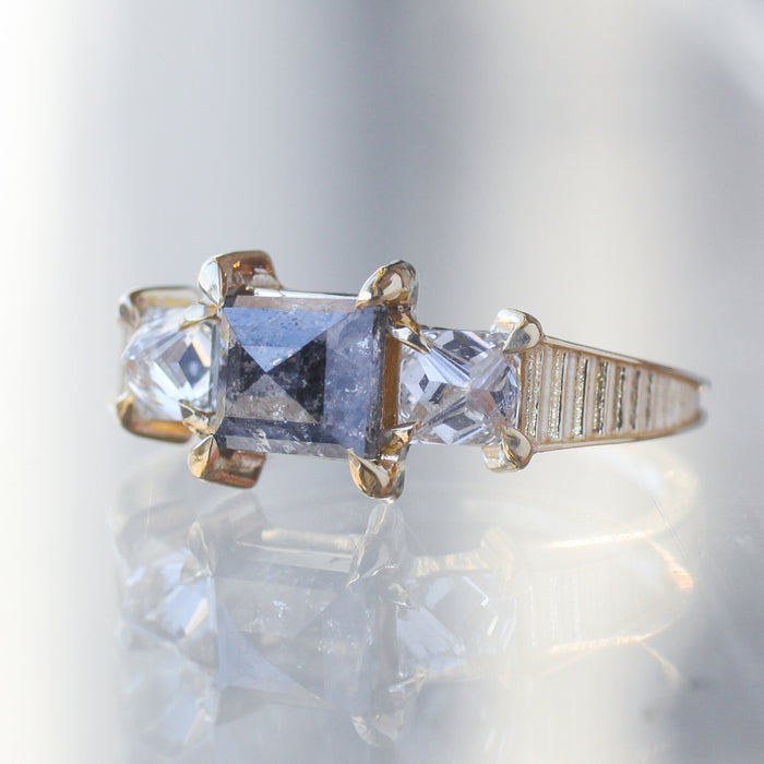 0.63 ctw Princess Cut Pink Sapphire and Diamond Pendant in 14k yellow gold