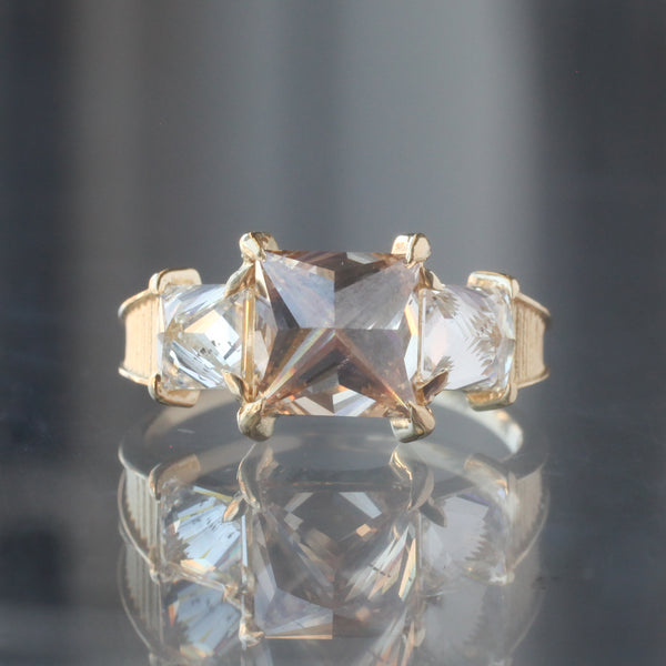 Emerald cut champagne diamond on sale ring