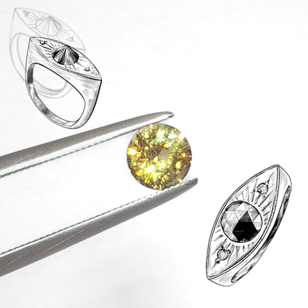 Third Eye Ring - Sunflower Yellow Round Brilliant Montana Sapphire