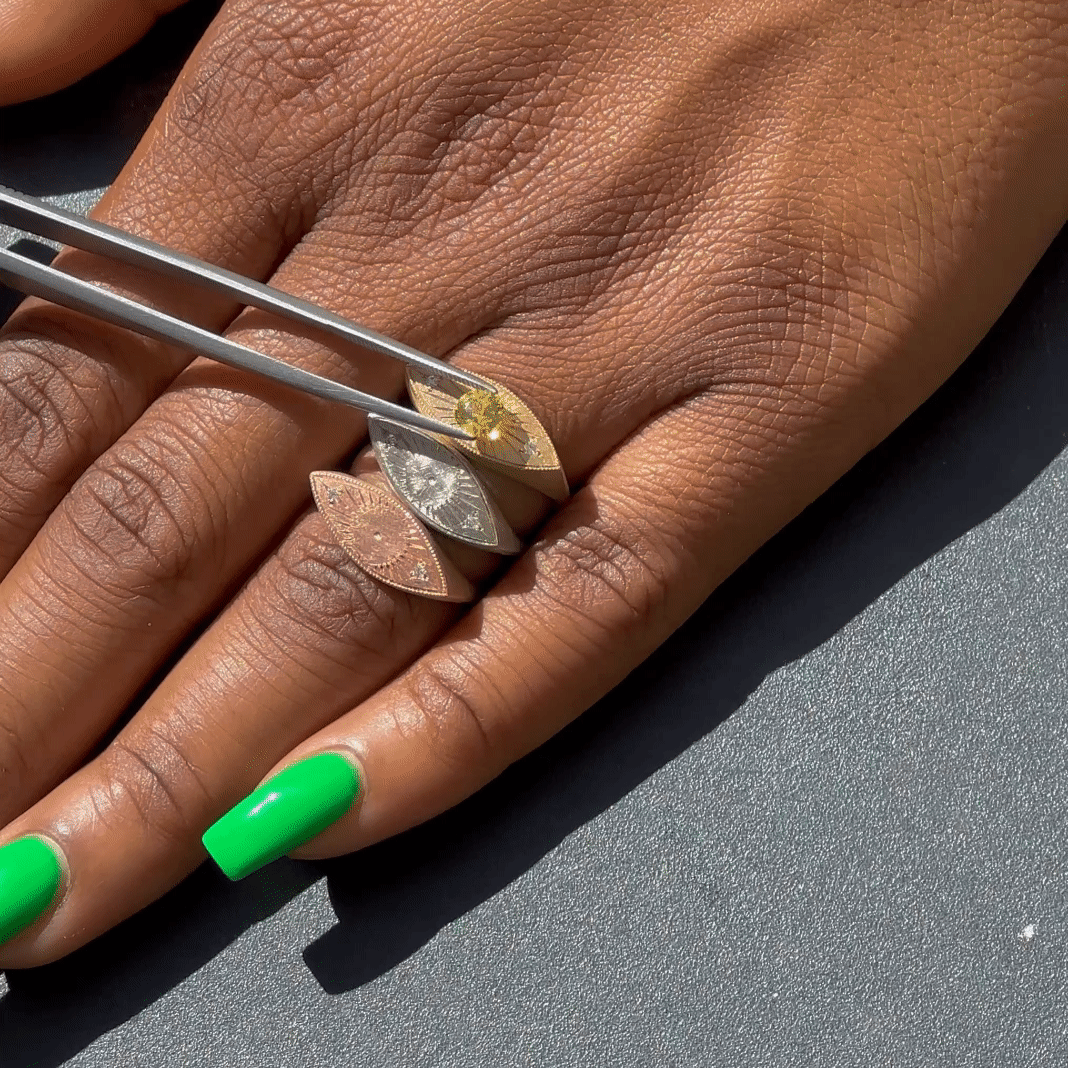 Third Eye Ring - Sunflower Yellow Round Brilliant Montana Sapphire