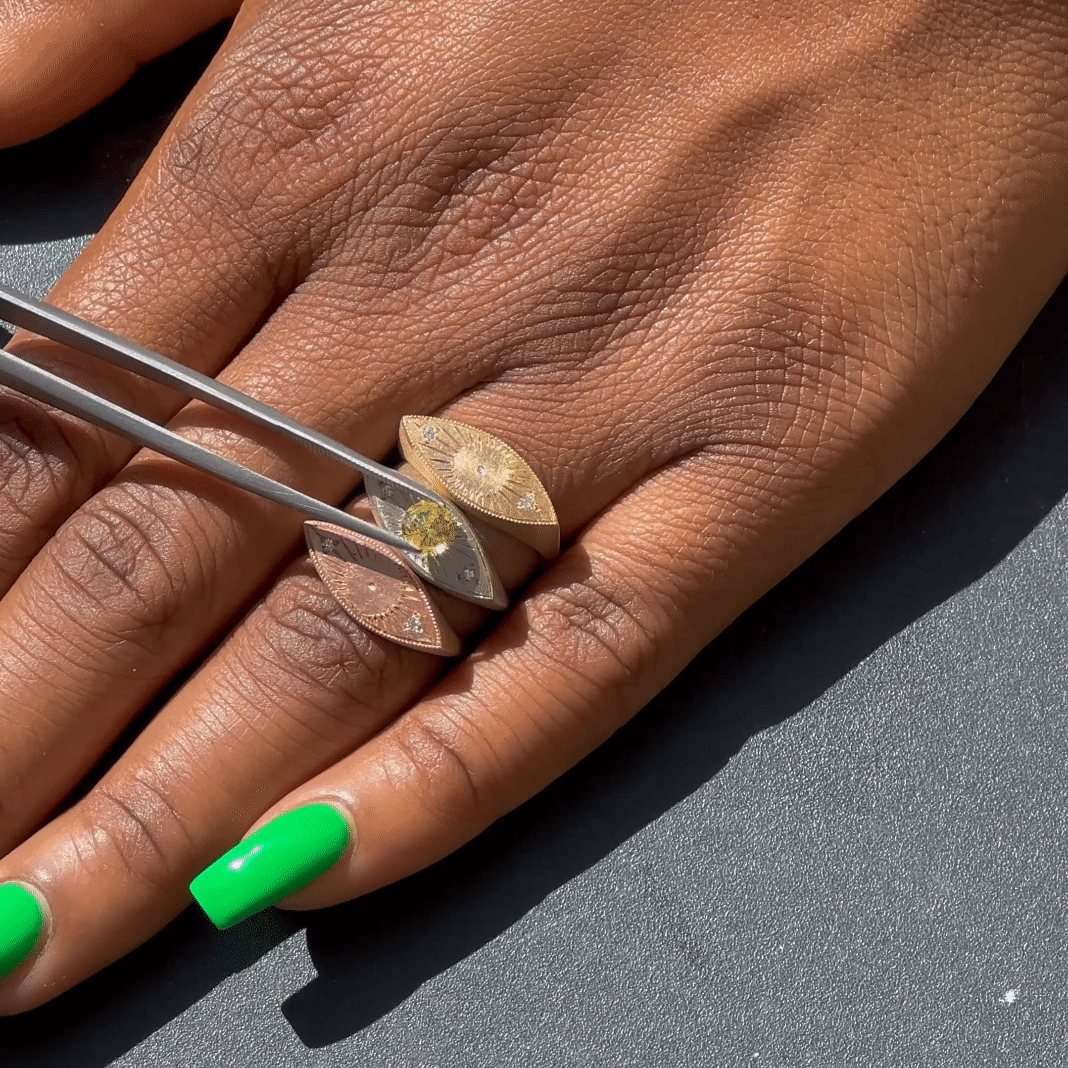 Third Eye Ring - Sunflower Yellow Round Brilliant Montana Sapphire