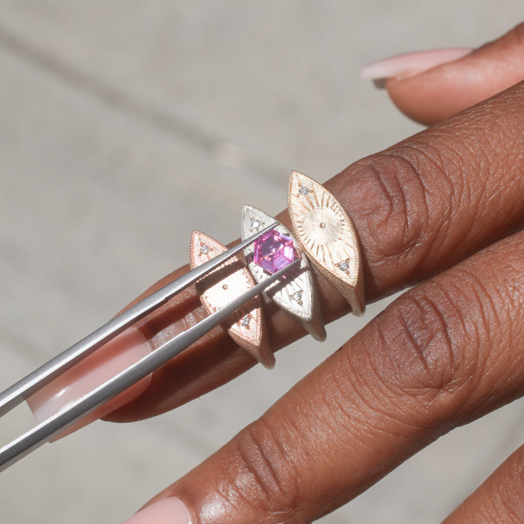 Bright Pink Hex Sapphire Third Eye