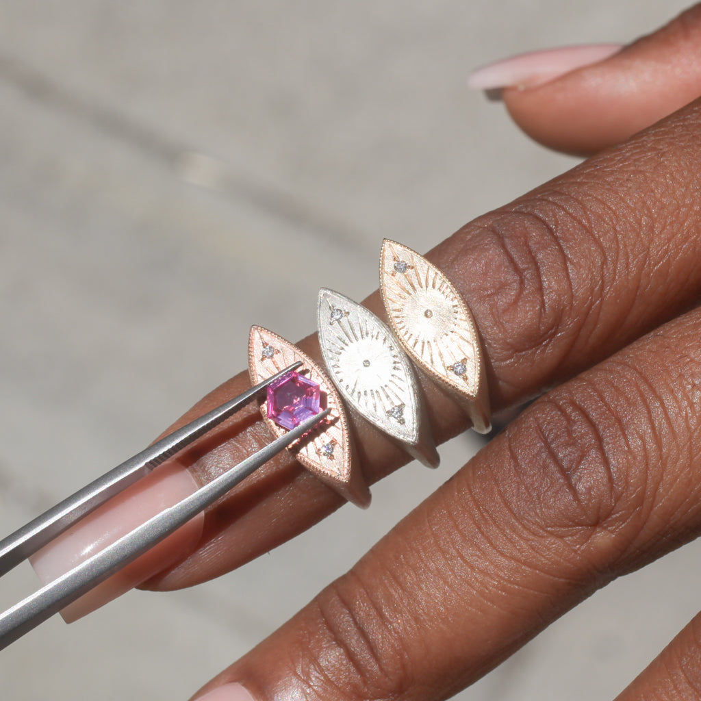 Bright Pink Hex Sapphire Third Eye