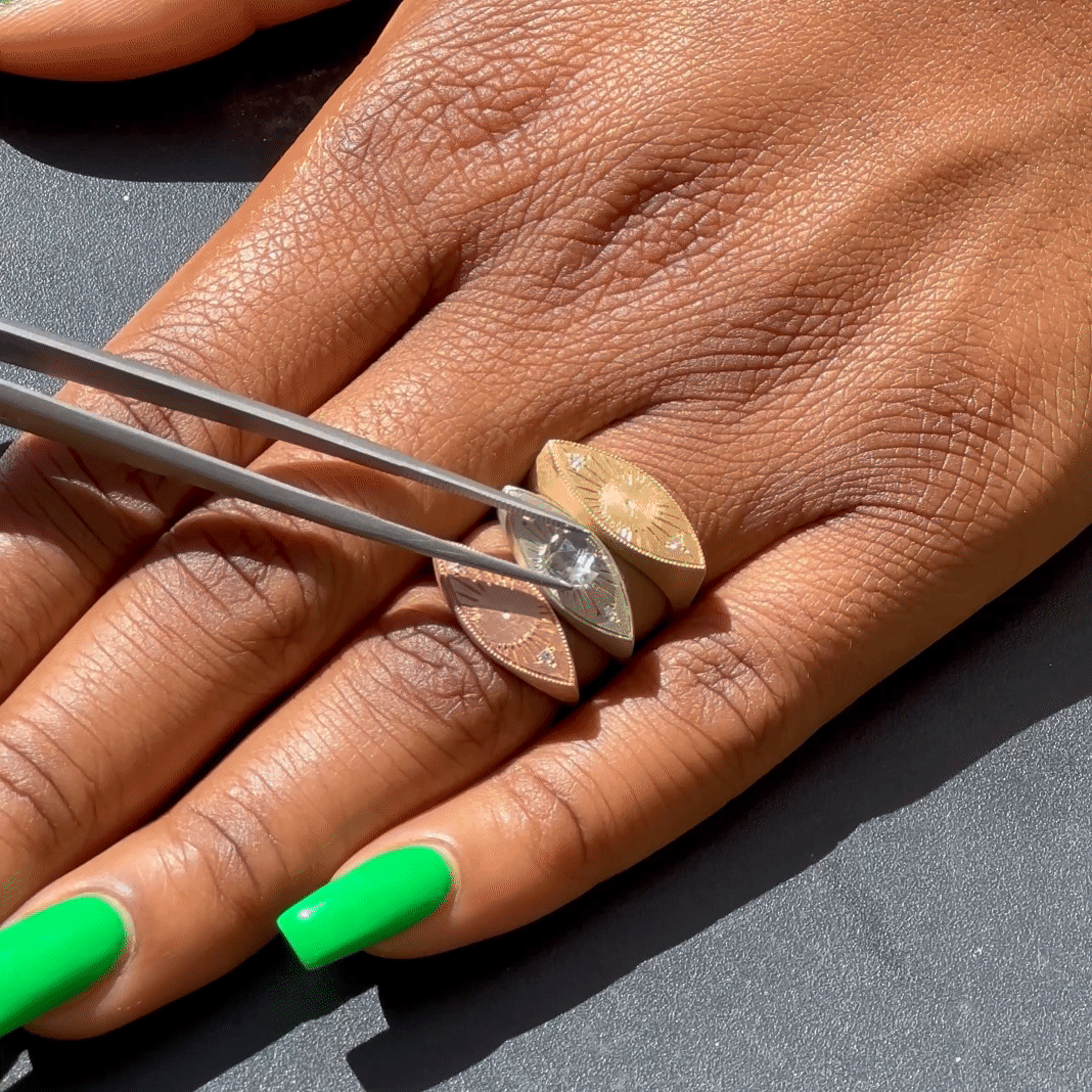 Third Eye Ring - Round Rose Cut Lavender Sapphire