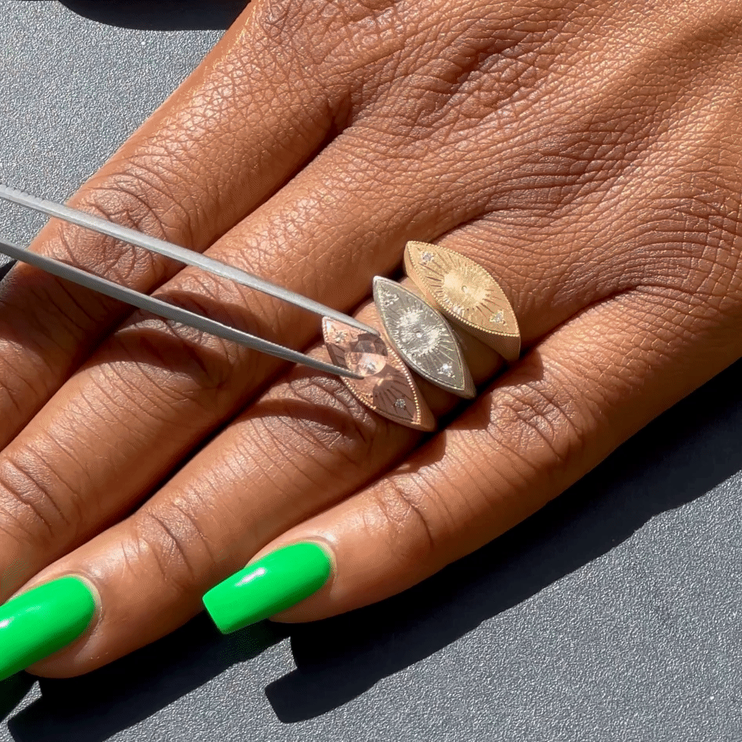 Third Eye Ring - Round Rose Cut Lavender Sapphire