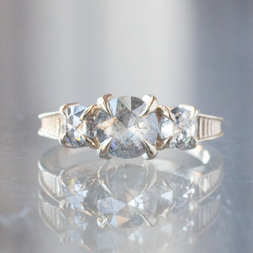Temple Grande Ring - Salt & Pepper Round Rose Cut (1.72ctw)