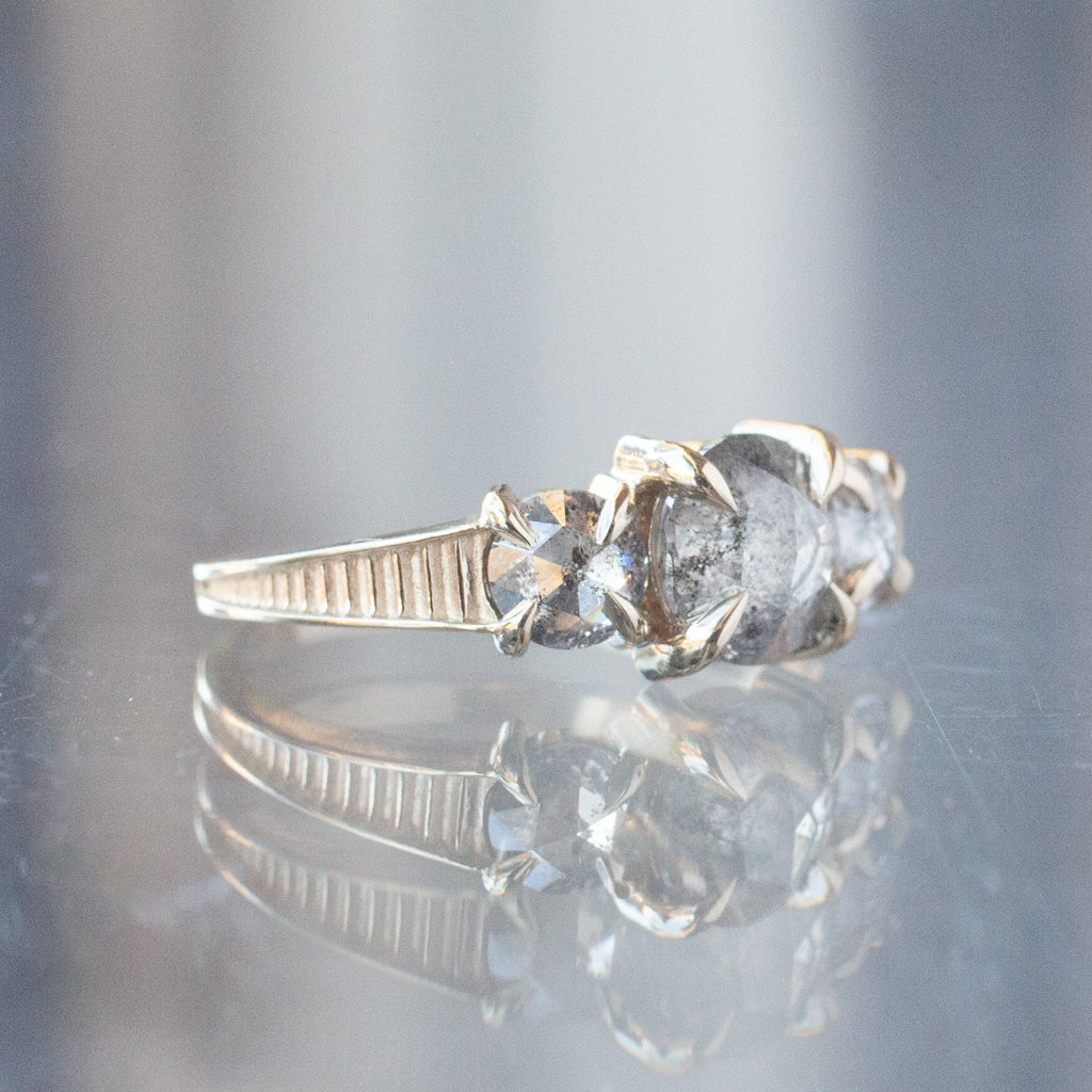 Temple Grande Ring - Salt & Pepper Round Rose Cut (1.72ctw)