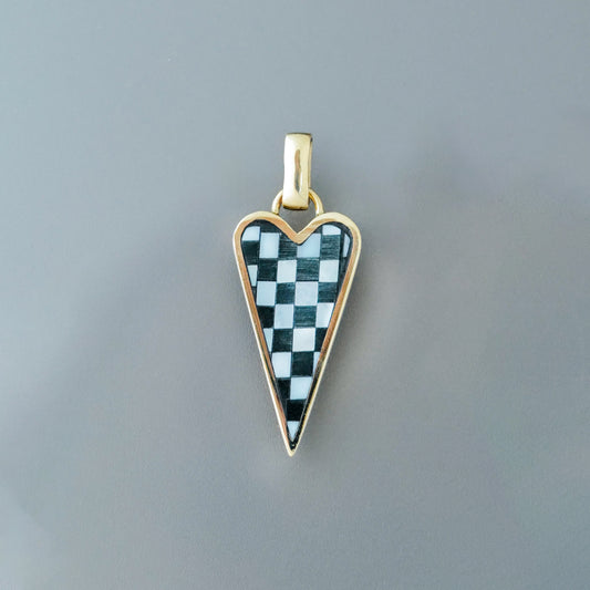 Checkerboard Punk Heart Pendant