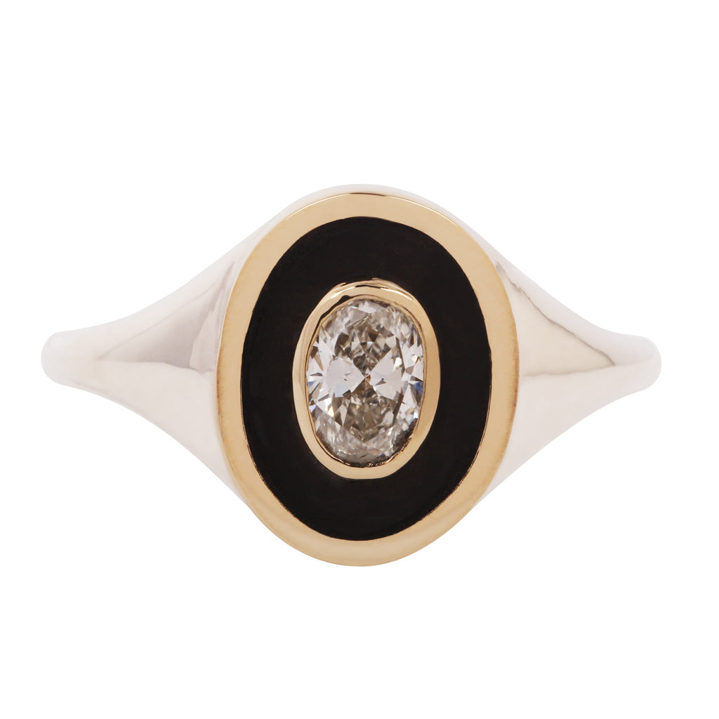 Droplet Signet Ring - Diamond