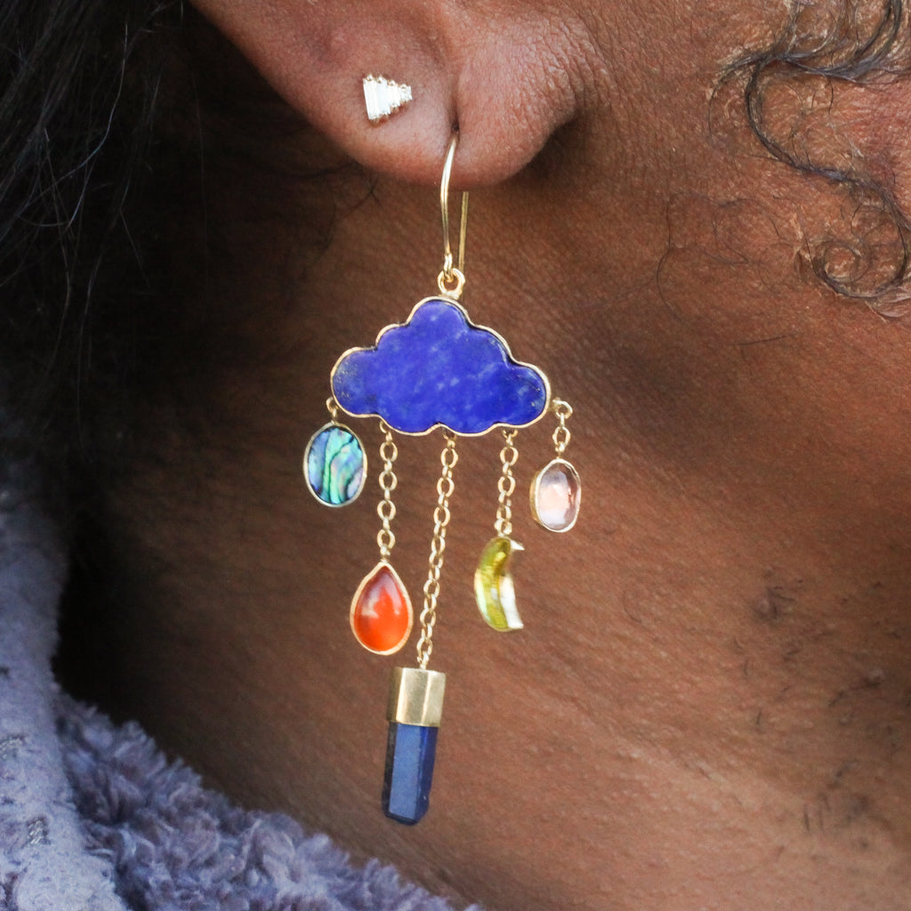 Cloud and Rain Chain Drop Earrings