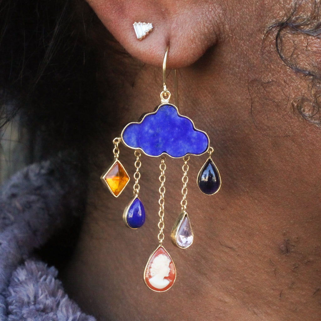 Cloud and Rain Chain Drop Earrings