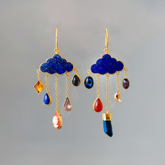 Cloud and Rain Chain Drop Earrings