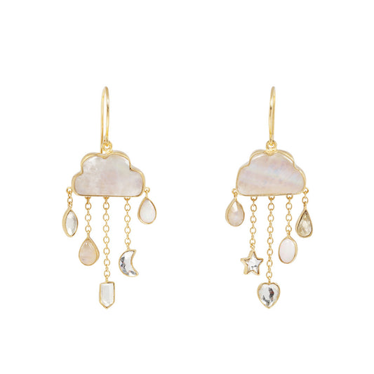 Cloud and Rain Chain Drop Earrings
