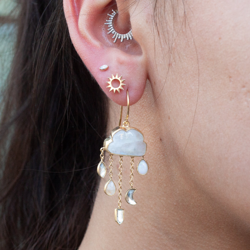 Cloud and Rain Chain Drop Earrings