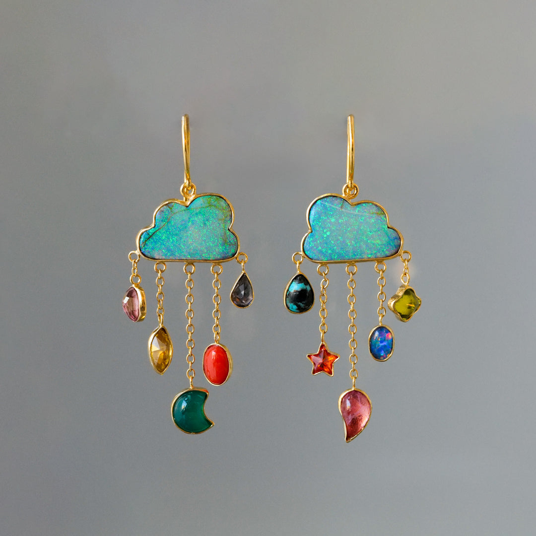 Petite Cloud and Rain Drop Earrings